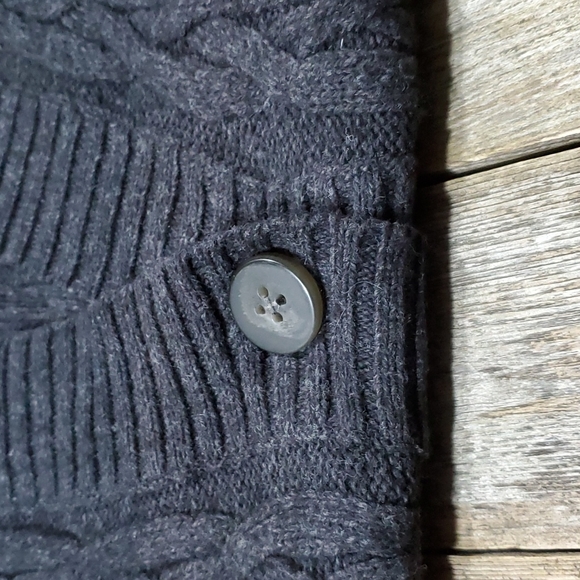 Eddie Bauer long sleeve 1 button extra long cable knit sweater gray XXL W-553 - Picture 7 of 9